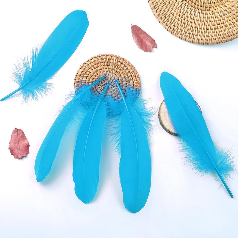 Ballinger Turquoise Craft Feathers Bulk - 120Pcs 6-8inch Goose Feathers for DIY Crafts Halloween Decorations, Jewelry,Cosplay and Clothing Accessories - Image 2